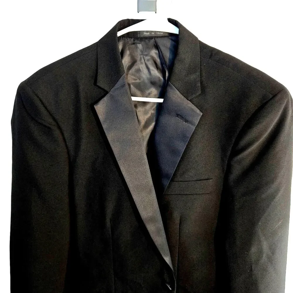 Neil Allyn Men's Tuxedo 36R 36 R Black Formal Coat 1 Button  Prom